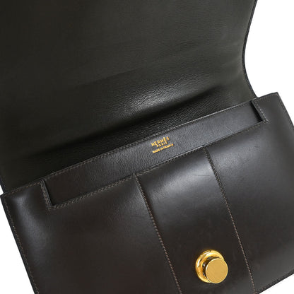 Hermes 1975 Brown Box Calf 2way Shoulder Handbag Shoulder Bag