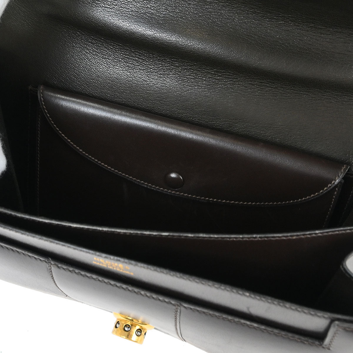 Hermes 1975 Brown Box Calf 2way Shoulder Handbag Shoulder Bag