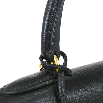 Hermes 1999 Black Ardennes Kelly 28 Sellier 2way Shoulder Handbag