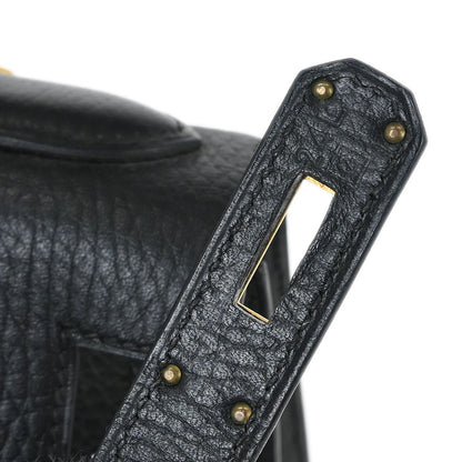 Hermes 1999 Black Ardennes Kelly 28 Sellier 2way Shoulder Handbag