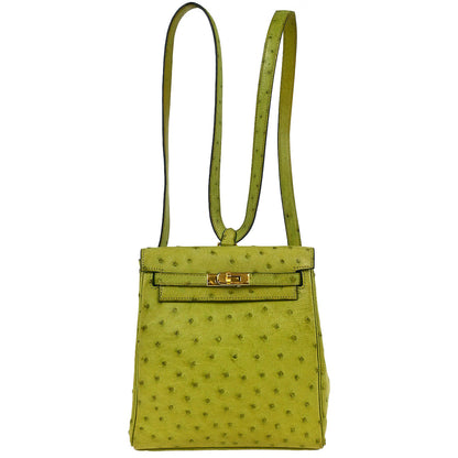 Hermes * 2000 Anis Green Ostrich Kelly A Dos PM Backpack