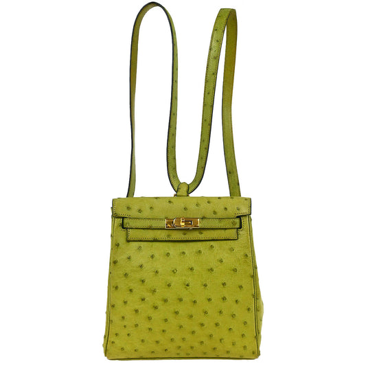 Hermes * 2000 Anis Green Ostrich Kelly A Dos PM Backpack