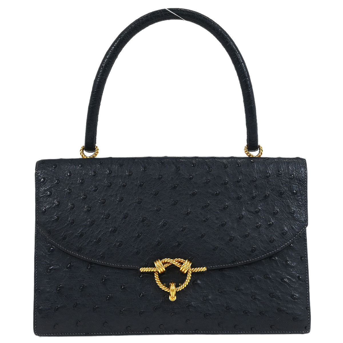 Hermes * 1964 Blue Indigo Ostrich Cordeliere Handbag