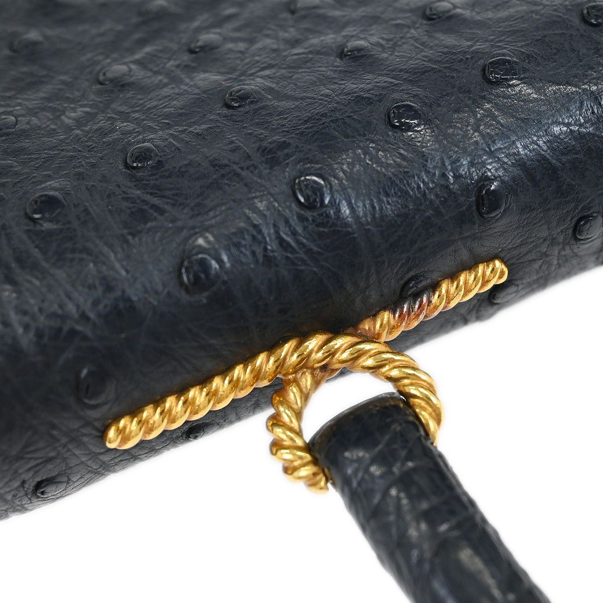 Hermes * 1964 Blue Indigo Ostrich Cordeliere Handbag