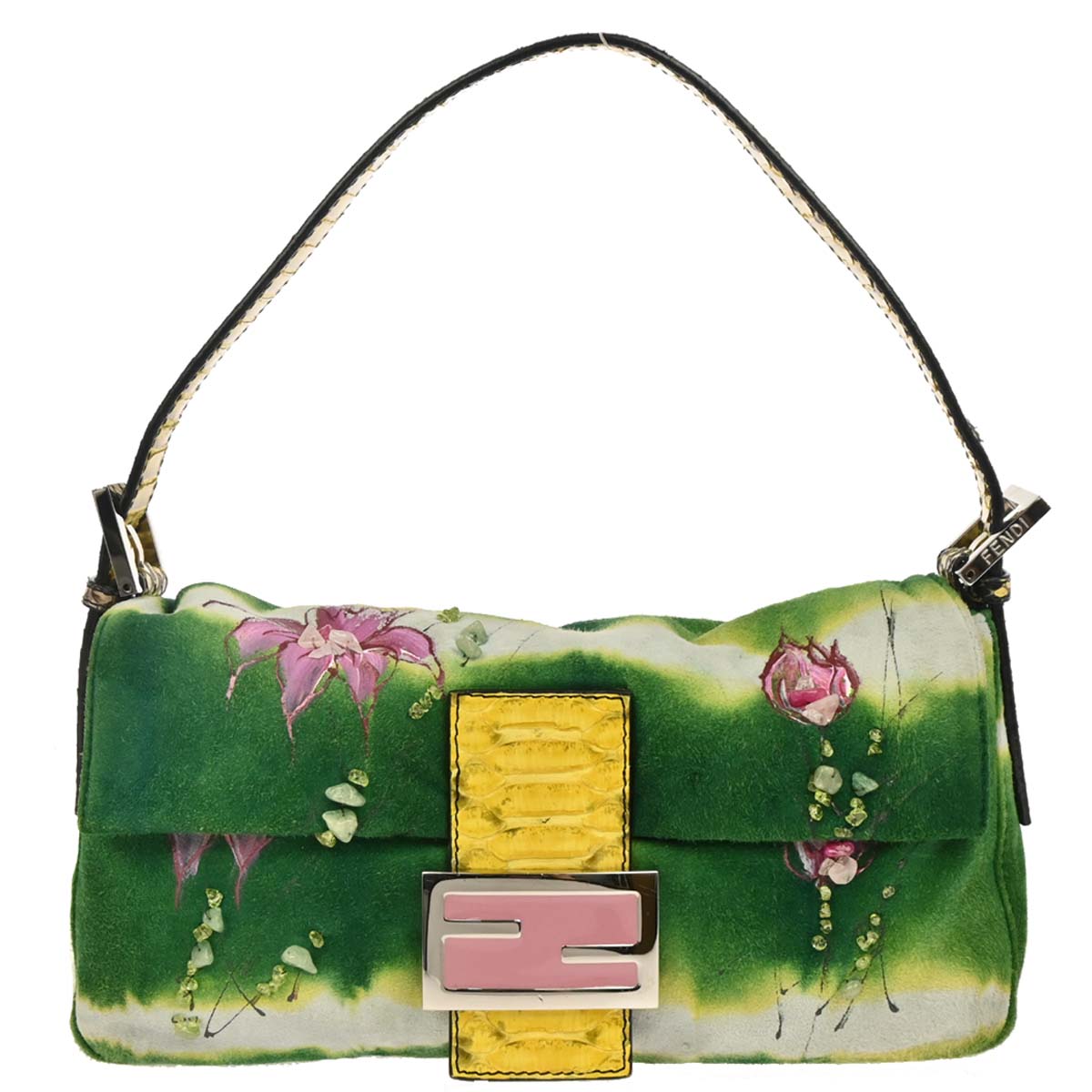 Fendi * 2000 Python Suede Baguette Handbag