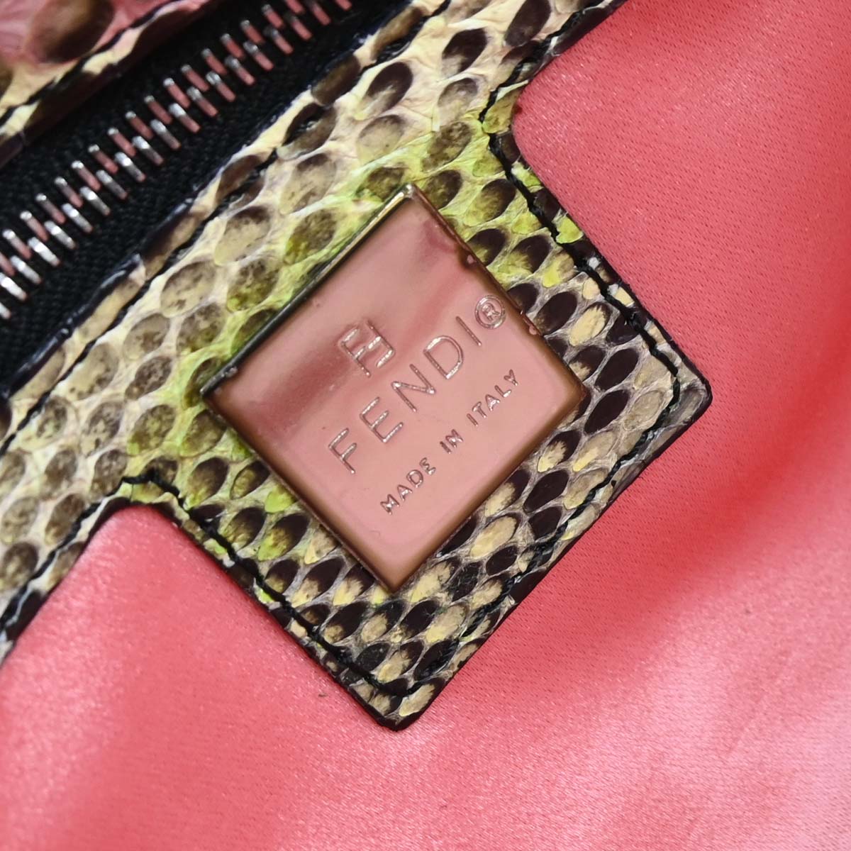 Fendi * 2000 Python Suede Baguette Handbag