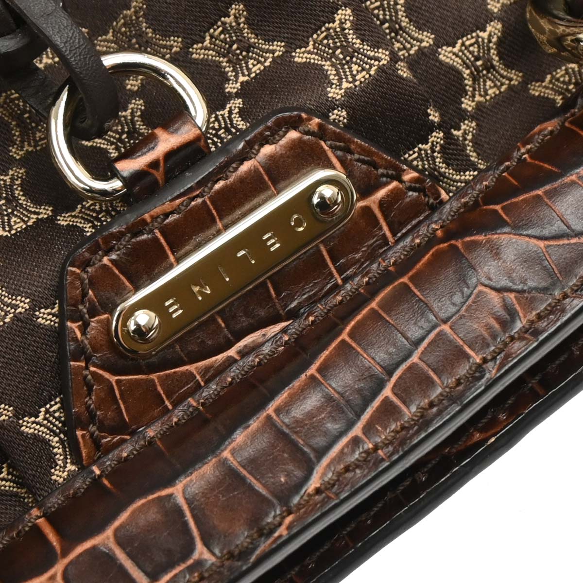 Celine * Brown Canvas Macadam Handbag
