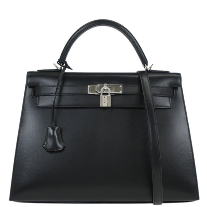 Hermes 2003 Black Box Calf Kelly 32 Sellier 2way Shoulder Handbag