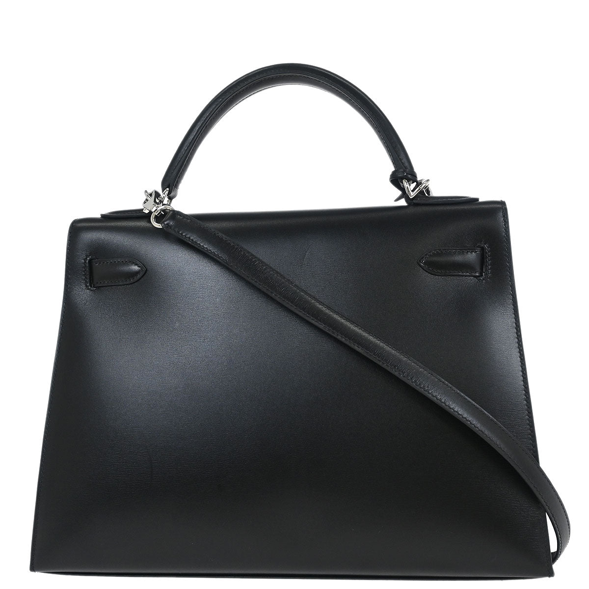 Hermes 2003 Black Box Calf Kelly 32 Sellier 2way Shoulder Handbag