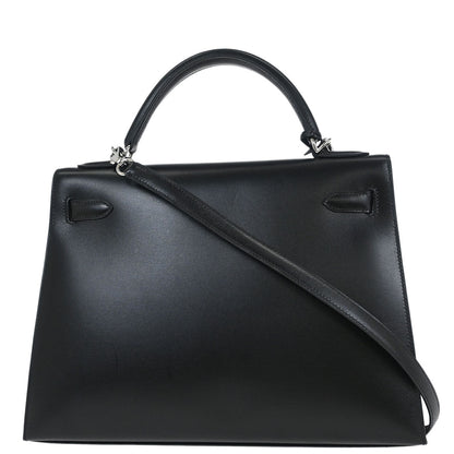 Hermes 2003 Black Box Calf Kelly 32 Sellier 2way Shoulder Handbag
