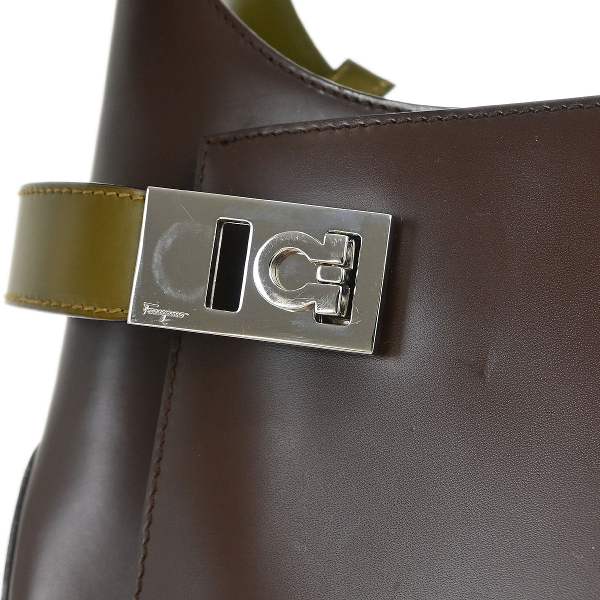 Salvatore Ferragamo Brown Gancini Shoulder Bag