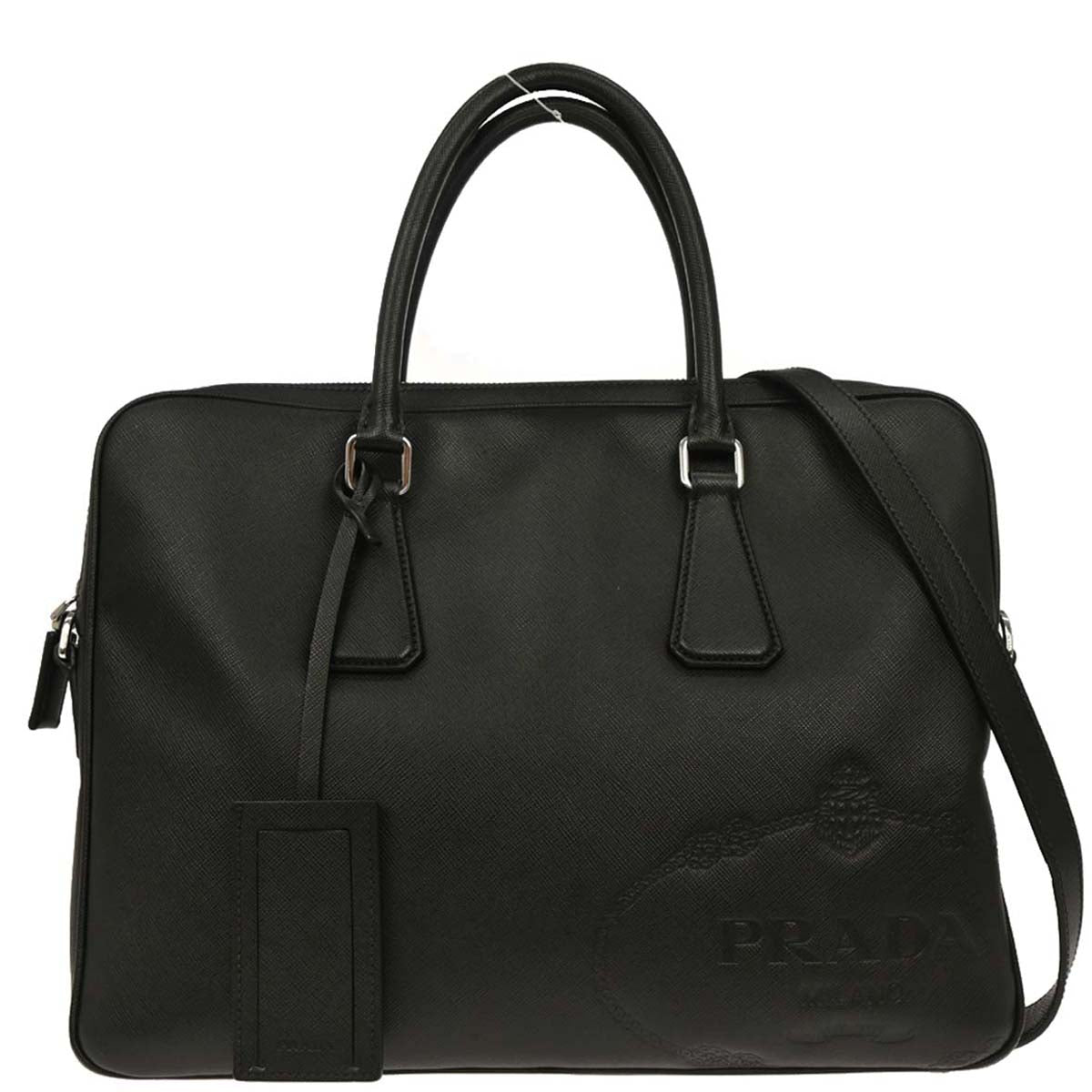 Prada Black Leather Briefcase 2way Shoulder Handbag