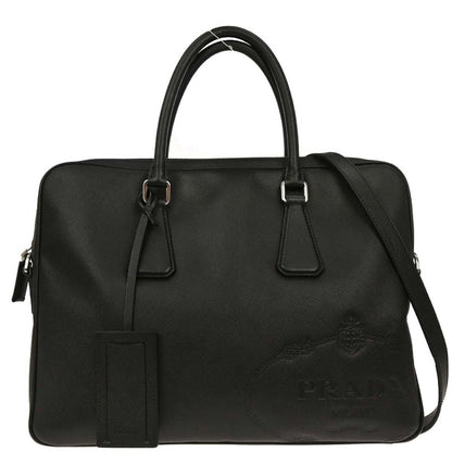 Prada Black Leather Briefcase 2way Shoulder Handbag
