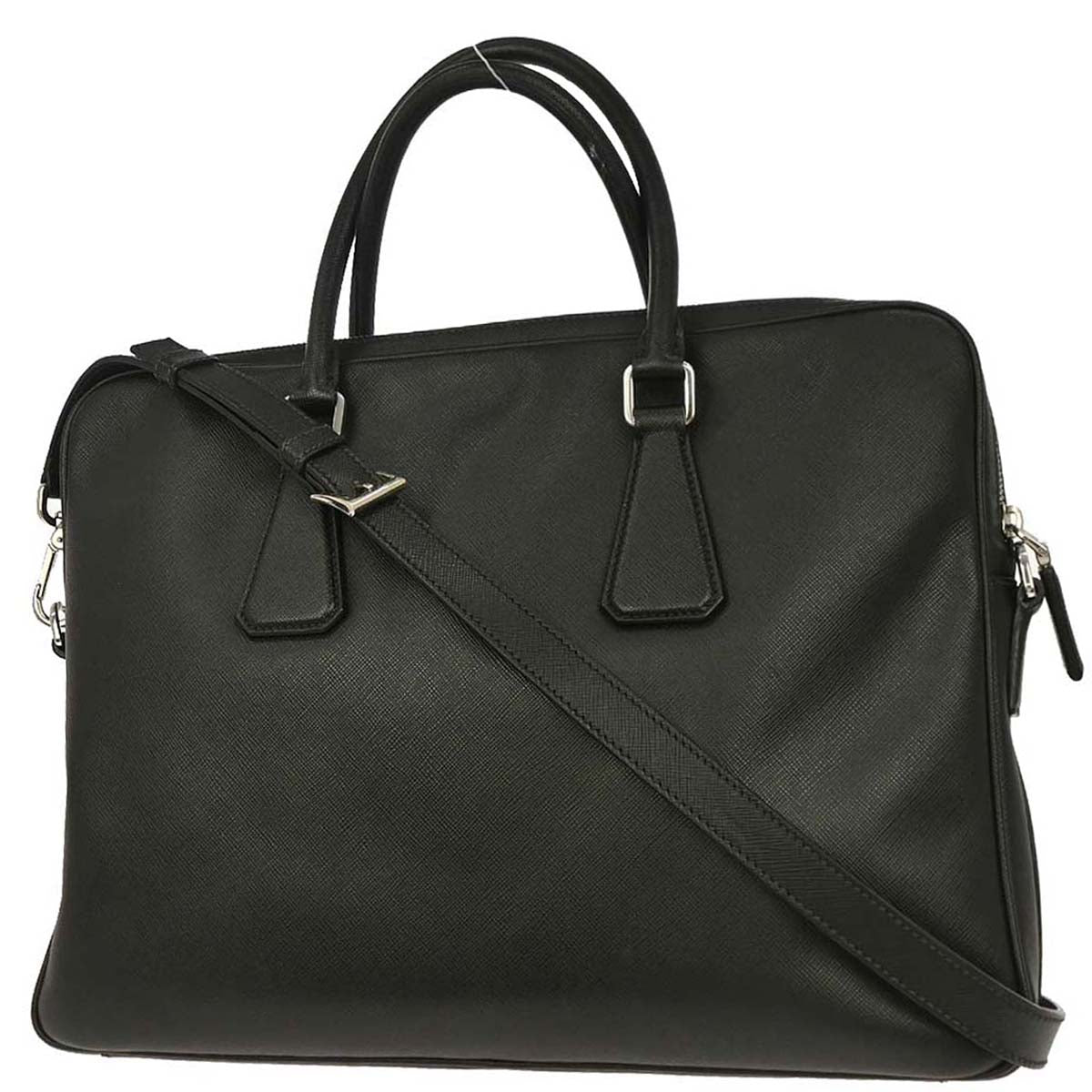 Prada Black Leather Briefcase 2way Shoulder Handbag