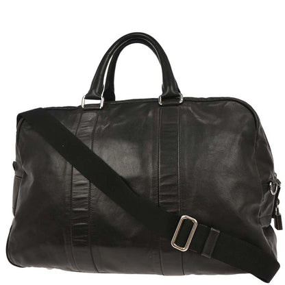 Prada Black Leather Duffle 2way Shoulder Handbag