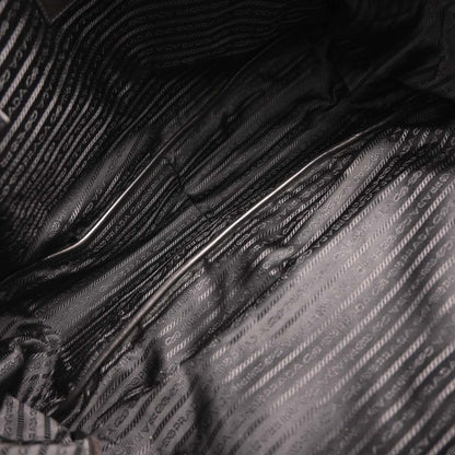 Prada Black Leather Duffle 2way Shoulder Handbag