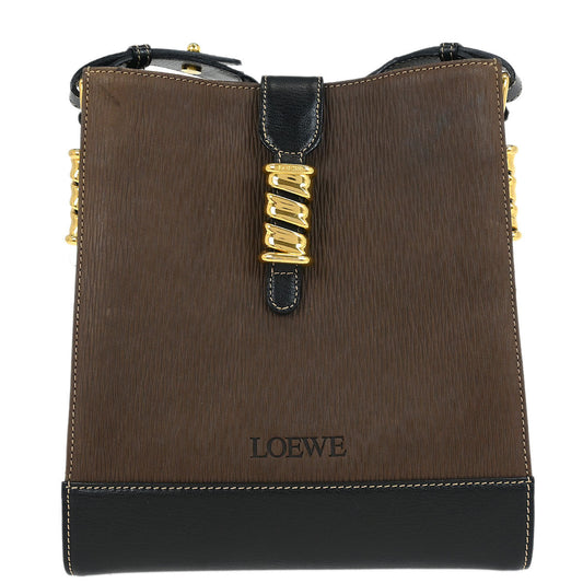 Loewe Black Brown Leather Velazquez Shoulder Bag