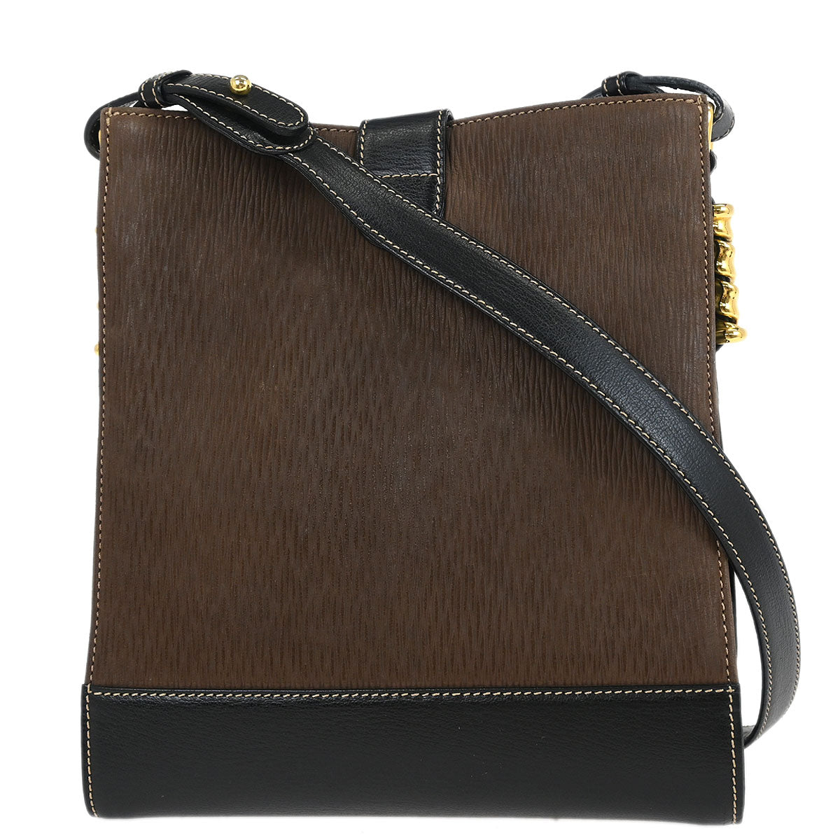 Loewe Black Brown Leather Velazquez Shoulder Bag