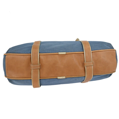 Loewe * Blue Beige Nylon Leather Handbag