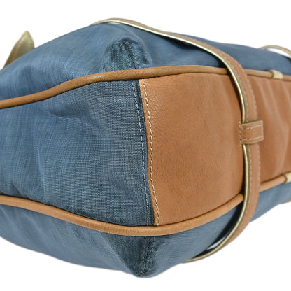 Loewe * Blue Beige Nylon Leather Handbag