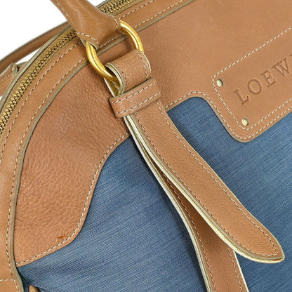 Loewe * Blue Beige Nylon Leather Handbag