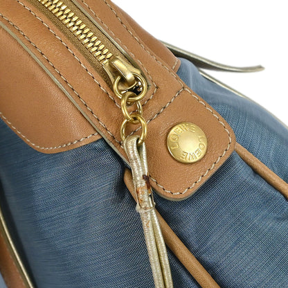 Loewe * Blue Beige Nylon Leather Handbag