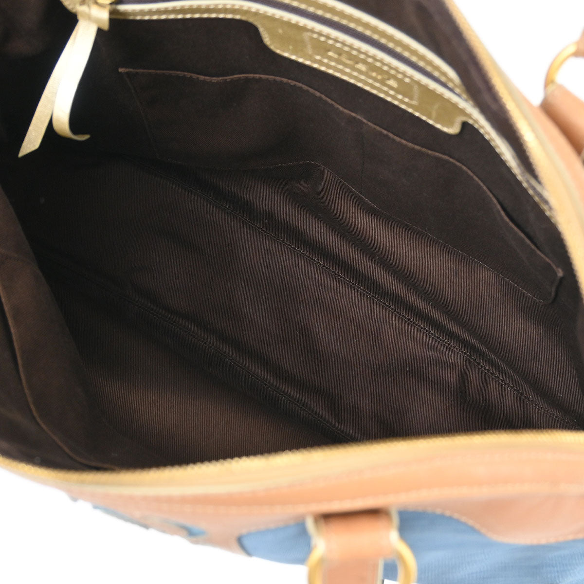 Loewe * Blue Beige Nylon Leather Handbag