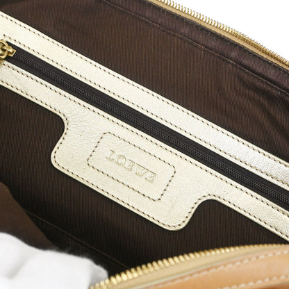 Loewe * Blue Beige Nylon Leather Handbag