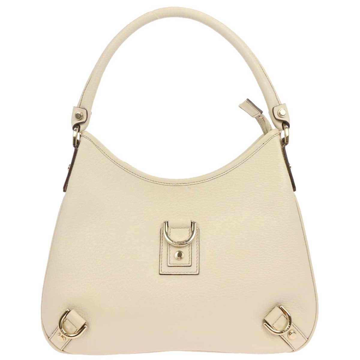 Gucci White Leather Abbey D Ring Handbag