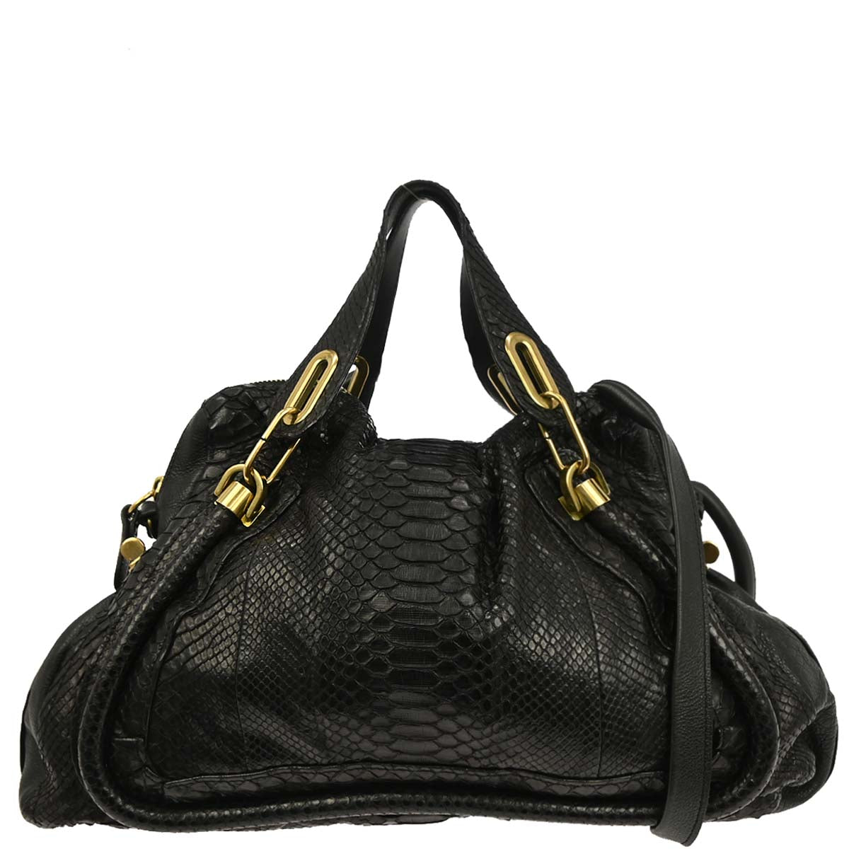 Chloe * Black Python Paraty 2way Shoulder Handbag