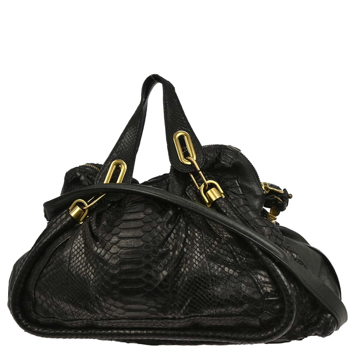 Chloe * Black Python Paraty 2way Shoulder Handbag