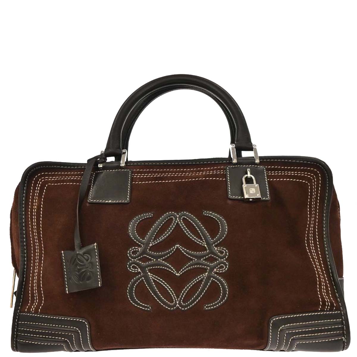 Loewe Brown Suede Amazona 36 Handbag