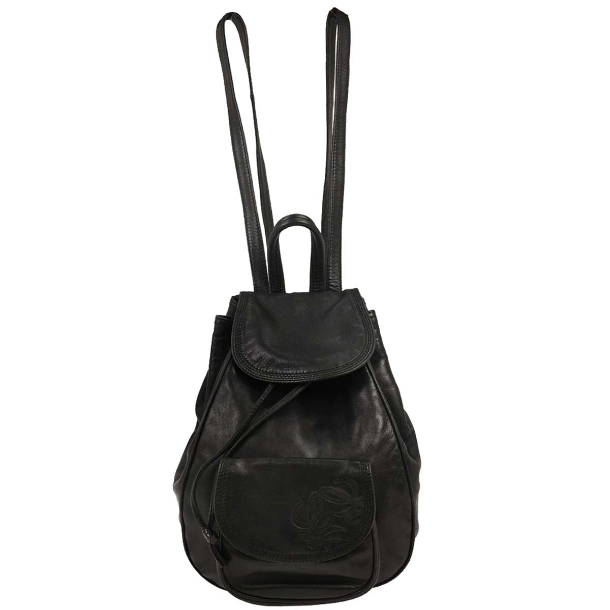 Loewe Black Leather Drawstring Backpack