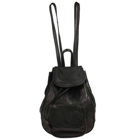 Loewe Black Leather Drawstring Backpack
