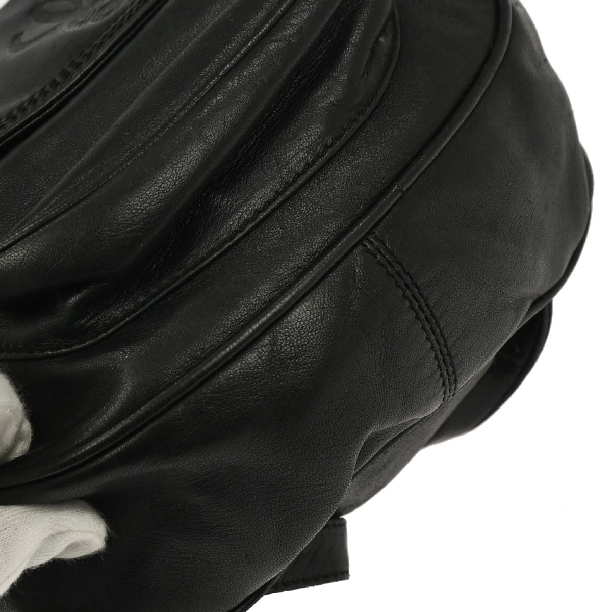 Loewe Black Leather Drawstring Backpack