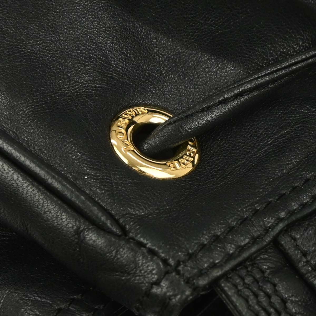 Loewe Black Leather Drawstring Backpack