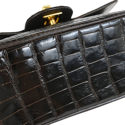 Chanel * 1989-1991 Brown Crocodile Mini Classic Square Flap Shoulder Bag