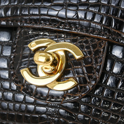 Chanel * 1989-1991 Brown Crocodile Mini Classic Square Flap Shoulder Bag
