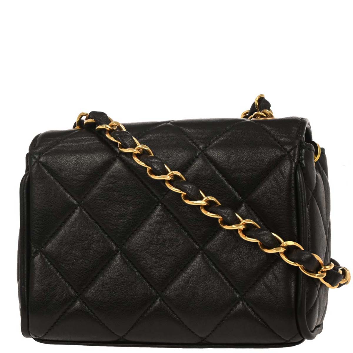 Chanel 1994-1996 Black Lambskin Chain Shoulder Bag