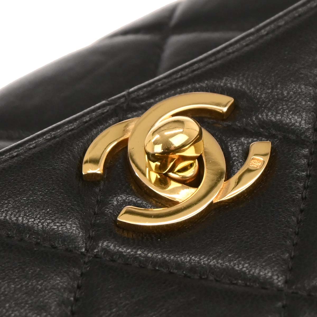 Chanel 1994-1996 Black Lambskin Chain Shoulder Bag