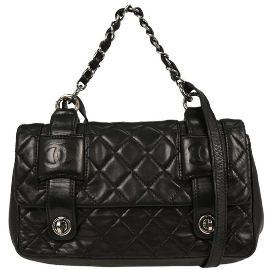 Chanel 2006-2008 Black Lambskin In The Mid 2way Shoulder Handbag