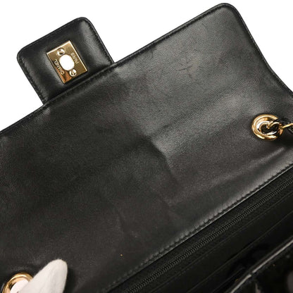 Chanel 2001-2003 Black Patent Leather Choco Bar Single Flap Shoulder Bag