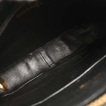 Chanel 1991-1994 Black Caviar Chevron Camera Bag Small