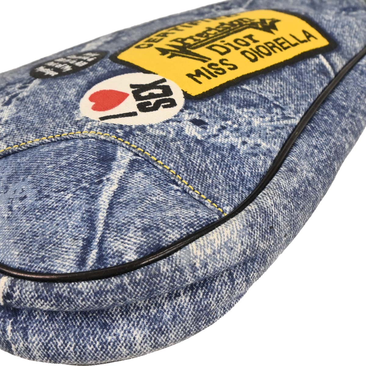 Christian Dior 2001 Canvas Denim Print Saddle Handbag