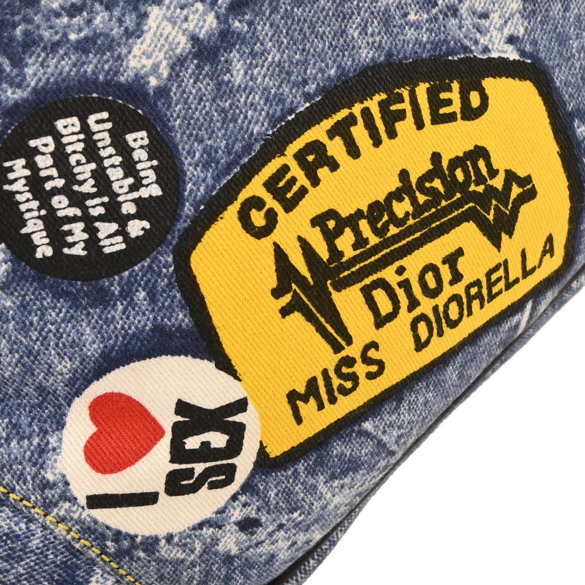 Christian Dior 2001 Canvas Denim Print Saddle Handbag