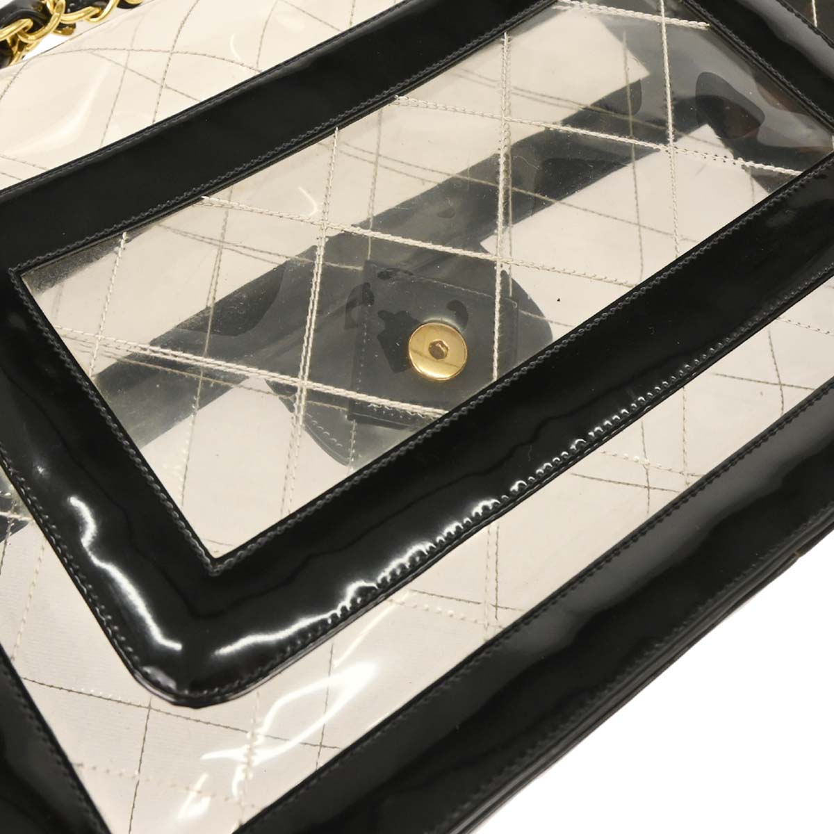 Chanel 1994-1996 Black PVC Maxi Classic Flap Shoulder Bag