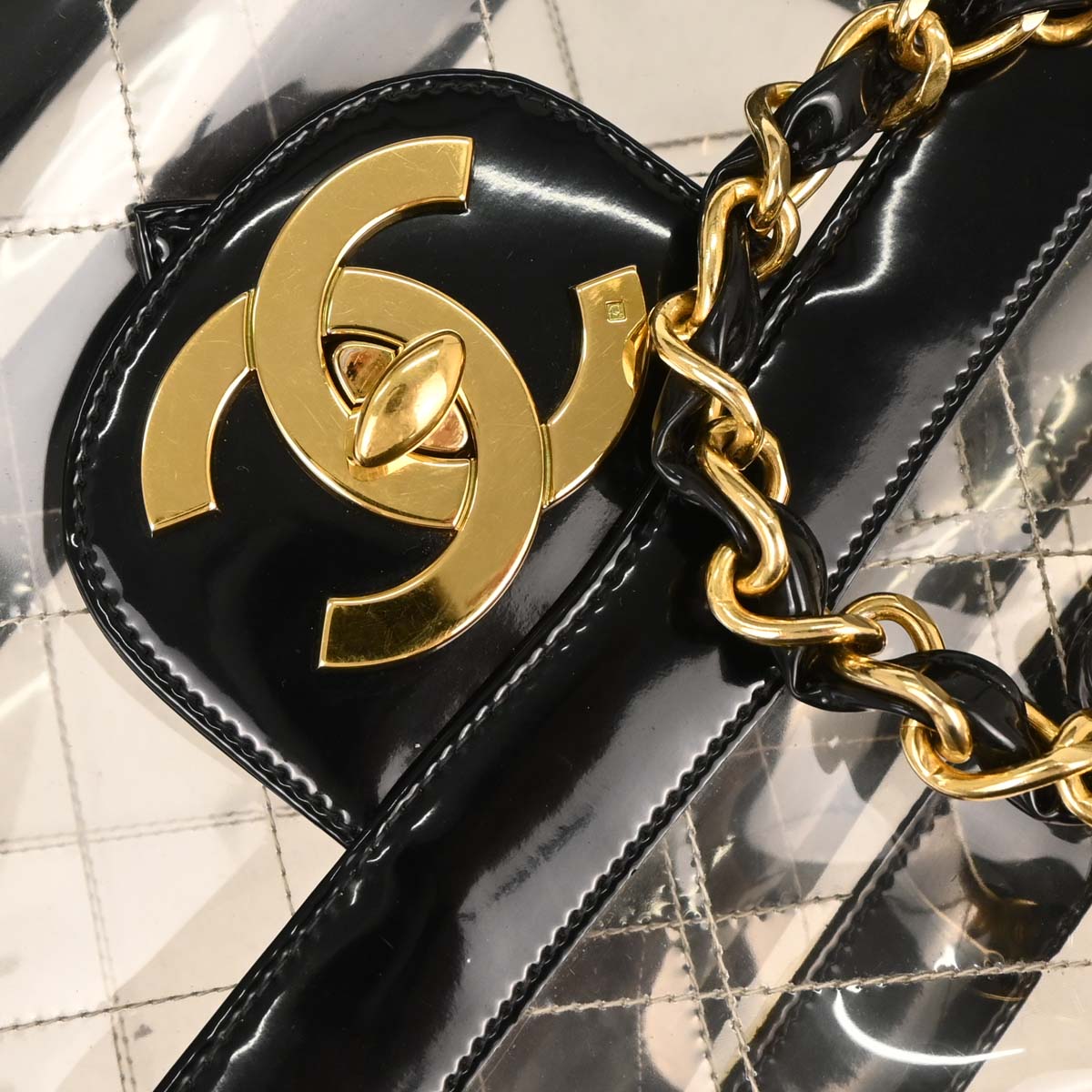 Chanel 1994-1996 Black PVC Maxi Classic Flap Shoulder Bag