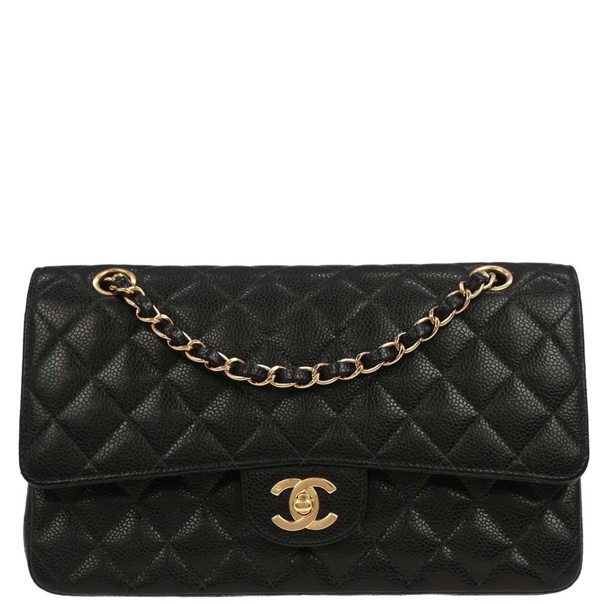 Chanel 2004-2005 Black Caviar Medium Classic Double Flap Shoulder Bag