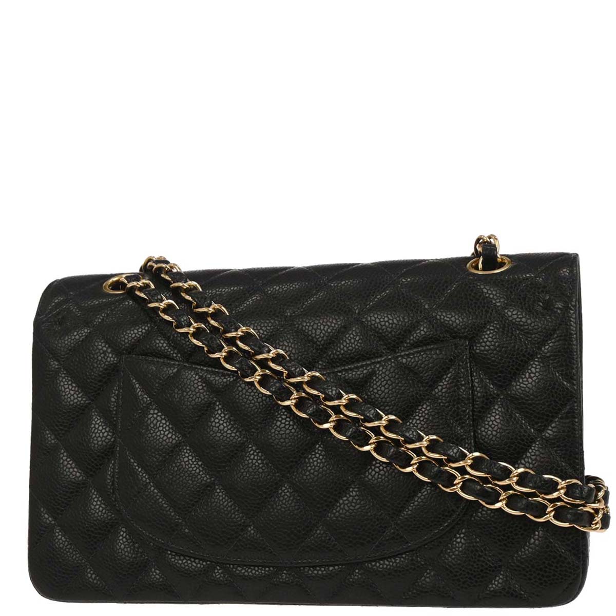 Chanel 2004-2005 Black Caviar Medium Classic Double Flap Shoulder Bag
