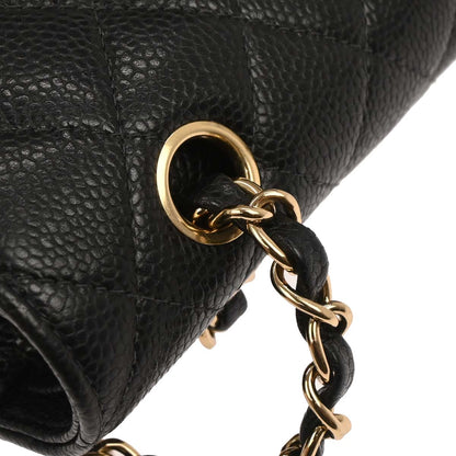 Chanel 2004-2005 Black Caviar Medium Classic Double Flap Shoulder Bag
